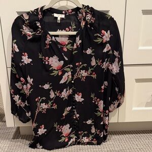Joie Black Floral Blouse